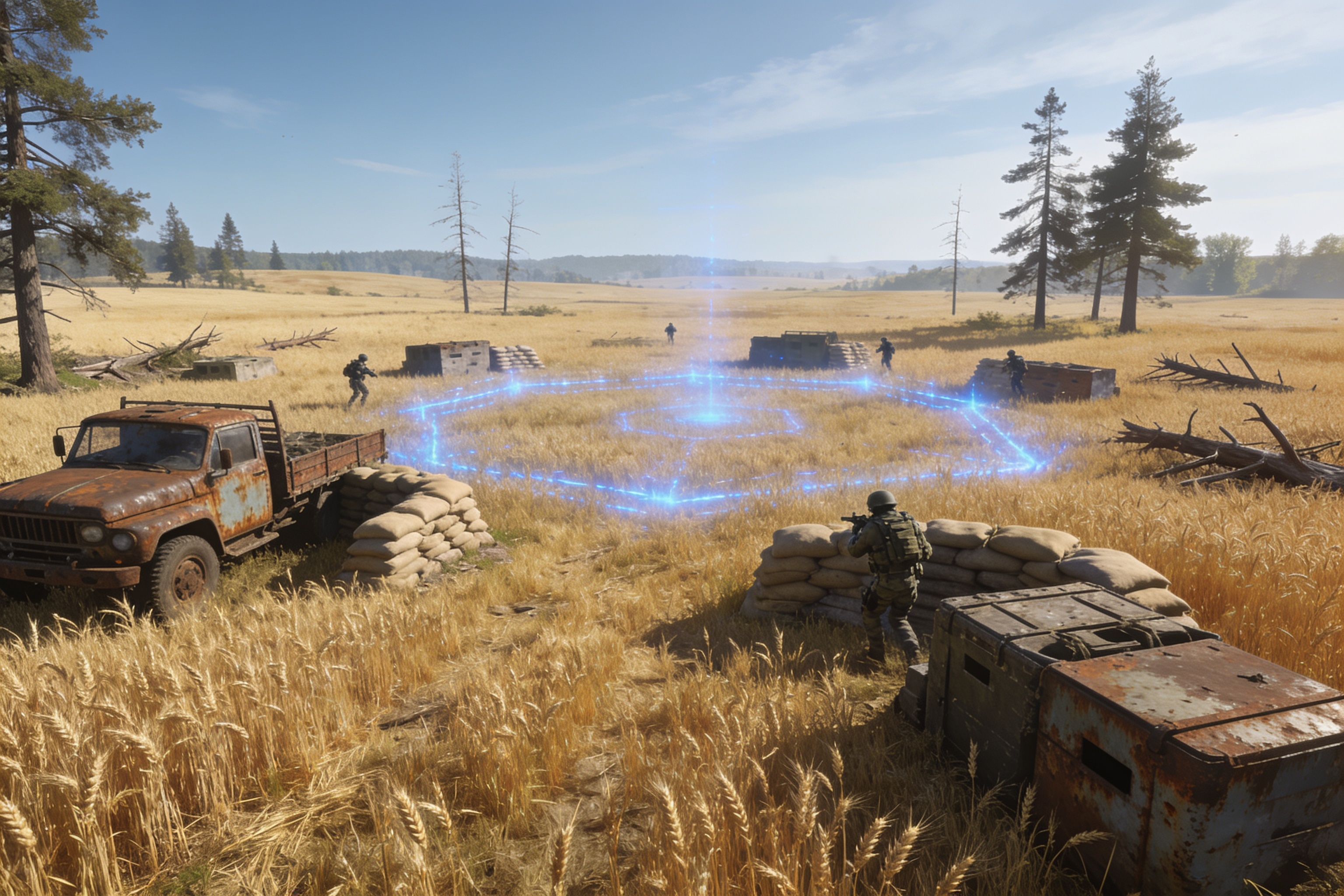 麦田中的最后安全区与分散掩体位置
